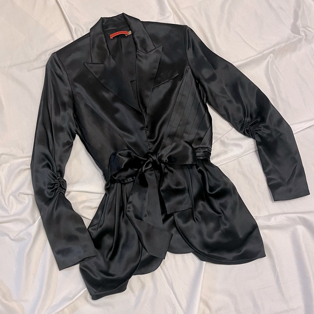 Alice + Olivia Silky Black Tulip Jacket
